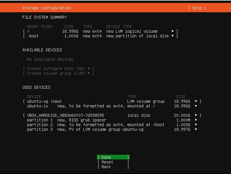 Disk configuration