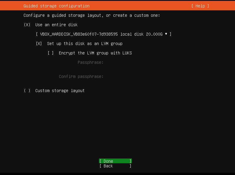 Select storage configuration